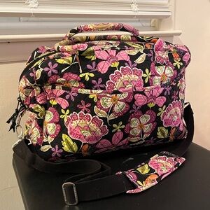 Vera Bradley Pink and Black Floral Travel Bag